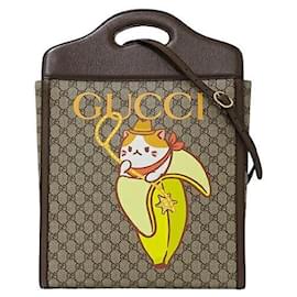 Gucci-Gucci GG Supreme Canvas 2way Tote Bag-Brown