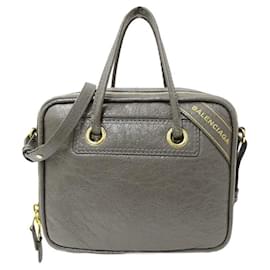 Balenciaga-Sac à main 2 en 1 en cuir pour femmes Balenciaga-Gris