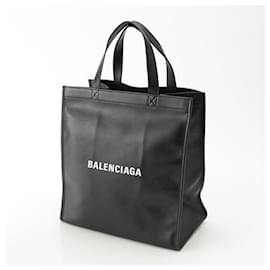 Balenciaga-Sac fourre-tout en cuir avec logo Balenciaga-Noir