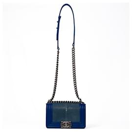 Chanel-Chanel Boy Galuchat Chain Shoulder Bag-Blue