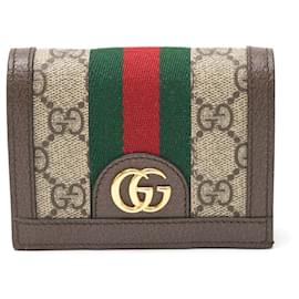 Gucci-Gucci Ophidia GG Card Case Wallet Beige-Brown,Beige