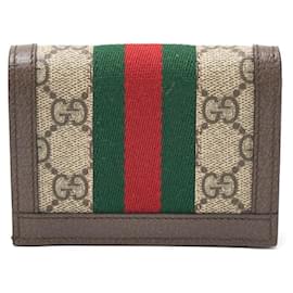 Gucci-Gucci Ophidia GG Card Case Wallet Beige-Brown,Beige