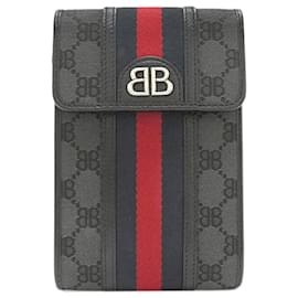 Balenciaga-Sac à épaule en toile et cuir Balenciaga-Noir