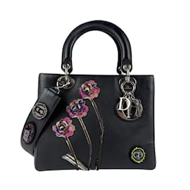 Christian Dior-Christian Dior Black and Multi-Color Leather Handbag-Black,Multiple colors