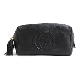 Gucci-Gucci Interlocking G Leather Pouch-Black