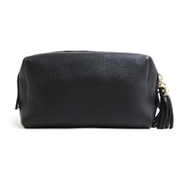 Gucci-Gucci Interlocking G Leather Pouch-Black