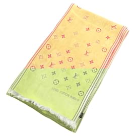 Louis Vuitton-Écharpe en soie Monogram Louis Vuitton-Rouge,Orange,Jaune