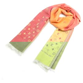 Louis Vuitton-Louis Vuitton Monogram Silk Scarf-Red,Orange,Yellow