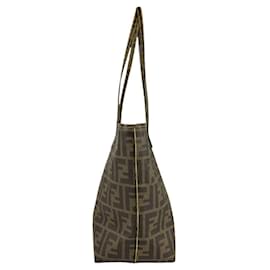 Fendi-Fendi Brown Zucca Shoulder Tote Bag-Brown