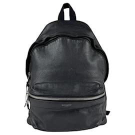 Saint Laurent-Saint Laurent Black Leather Backpack-Black