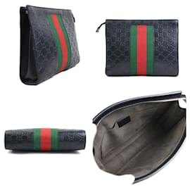 Gucci-Bolsa Clutch GUCCI Sherry Line em couro-Preto,Vermelho,Verde