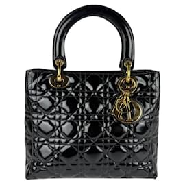 Christian Dior-Christian Dior Black Patent Leather Handbag-Black
