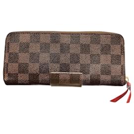 Louis Vuitton-Louis Vuitton Damier Portefeuille Clemence Long Wallet-Red,Fuschia,Damier ebene