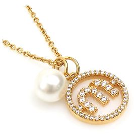 Miu Miu Strass-Halskette Silber Weiß Golden
