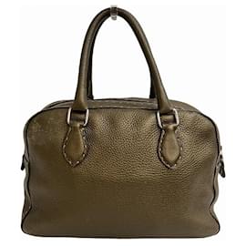 Fendi-Fendi Selleria Leather Doctor's Bag Handbag-Beige