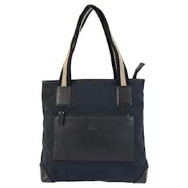 Gucci-Gucci Sherry Line Black GG Canvas Leather Tote Bag-Black