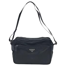 Prada-Prada Tessuto Triangle Logo Black Nylon Shoulder Bag-Black