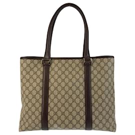 Gucci-Gucci Beige Brown GG Supreme Tote Bag-Brown,Beige