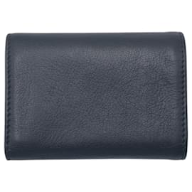 Chanel-Chanel Coco Mark Black Silver Leather Tri-fold Wallet-Black,Silvery