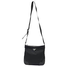 Prada-Prada Tessuto Triangle Logo Black Nylon Shoulder Bag-Black