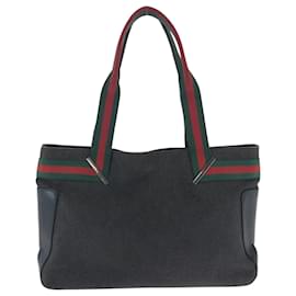 Gucci-Gucci Sherry Line Denim Tote Bag-Brown,Silvery,Red,Green