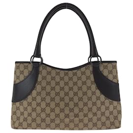 Gucci-Gucci Beige and Dark Brown GG Canvas Tote Bag-Beige,Dark brown