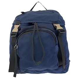 Prada-Prada Tessuto Triangle Logo Plate Navy Backpack-Navy blue