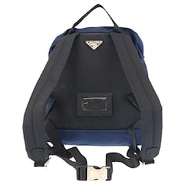Prada-Prada Tessuto Triangle Logo Plate Navy Backpack-Navy blue