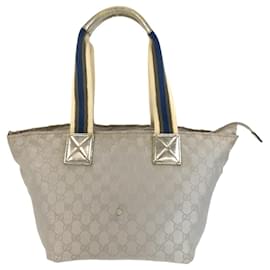 Gucci-Gucci Sherry Line Silver GG Canvas Tote Bag-Silvery