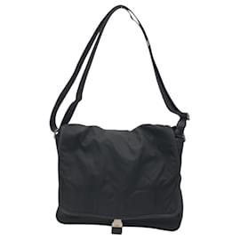Prada-Prada Tessuto Triangle Logo Black Nylon Shoulder Bag-Black
