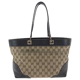 Gucci-Gucci Beige and Brown GG Canvas Tote Bag-Brown,Beige