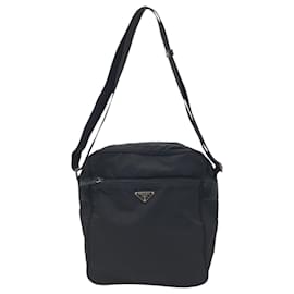 Prada-Prada Tessuto Triangle Logo Black Nylon Shoulder Bag-Black