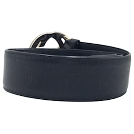 Gucci-Cinto de couro preto e prata interligado G da Gucci-Preto,Prata