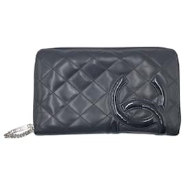 Chanel-Chanel Cambon Coco Mark Black Leather Long Wallet-Black