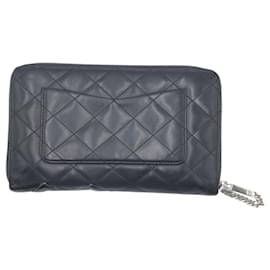 Chanel-Chanel Cambon Coco Mark Black Leather Long Wallet-Black