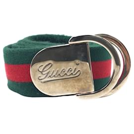 Gucci-Cinto de algodão Gucci Sherry Line-Prata,Vermelho,Verde