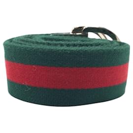 Gucci-Cinto de algodão Gucci Sherry Line-Prata,Vermelho,Verde
