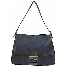 Fendi-Fendi Mamma Bucket Denim Shoulder Bag-Blue
