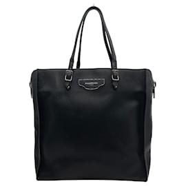 Balenciaga-Sac fourre-tout en cuir noir Balenciaga-Noir