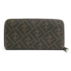 Fendi-Fendi Brown PVC Long Wallet-Brown