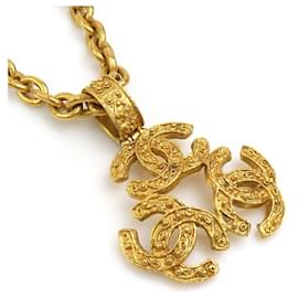 Chanel-Chanel Coco Mark Metal Gold Necklace-Golden