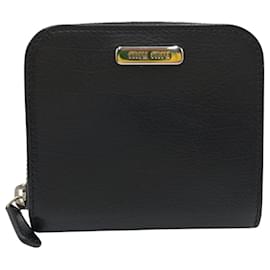 Miu Miu-Miu Miu Black Leather Bi-fold Wallet-Black