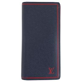 Louis Vuitton-Louis Vuitton Taiga Portefeuille Brazza Long Wallet-Red,Navy blue