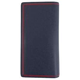 Louis Vuitton-Louis Vuitton Taiga Portefeuille Brazza Long Wallet-Red,Navy blue