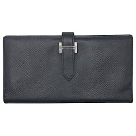 Hermès-Hermes Bearn Souffle Black Epsom Leather Long Wallet-Black