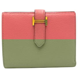 Hermès-Portefeuille Mini Bi-fold Bearn d'Hermès en Rose Azalee-Rose