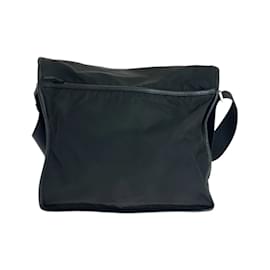 Prada-Prada Tessuto Triangle Logo Plate Shoulder Bag-Black