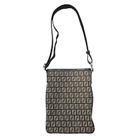 Fendi-Fendi Vintage Zucchino Brown Canvas Pochette-Brown