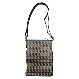 Fendi-Fendi Vintage Zucchino Brown Canvas Pochette-Brown