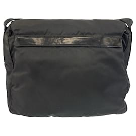 Prada-Prada Tessuto Triangle Logo Plate Shoulder Bag-Black